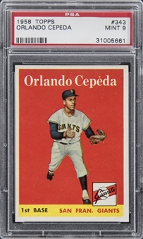 1958 Topps #343 Orlando Cepeda Rookie Card – PSA MINT 9